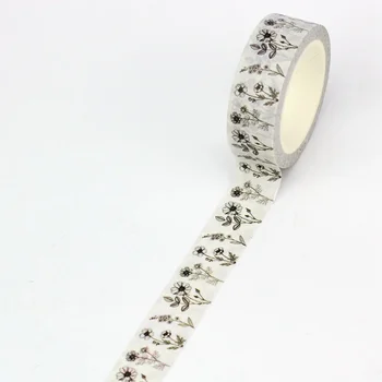 2024 yeni 1 adet. 10M dekor gerçekçi el çizilmiş çiçekler Washi bant Scrapbooking günlüğü yapıştırıcı maskeleme bandı için Kawaii kırtasiye