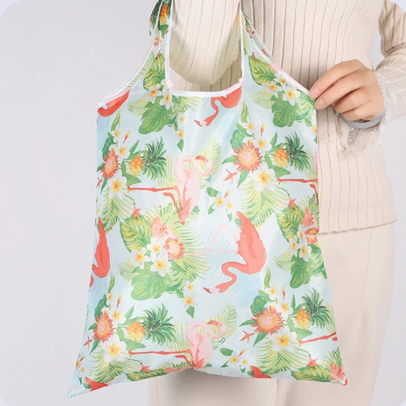 Fashion Floral Animal Plant Patterns Reusable Shopping Bags Foldable Shopping Bag Travel Portable Shoulder Bags Storage Hand Bag