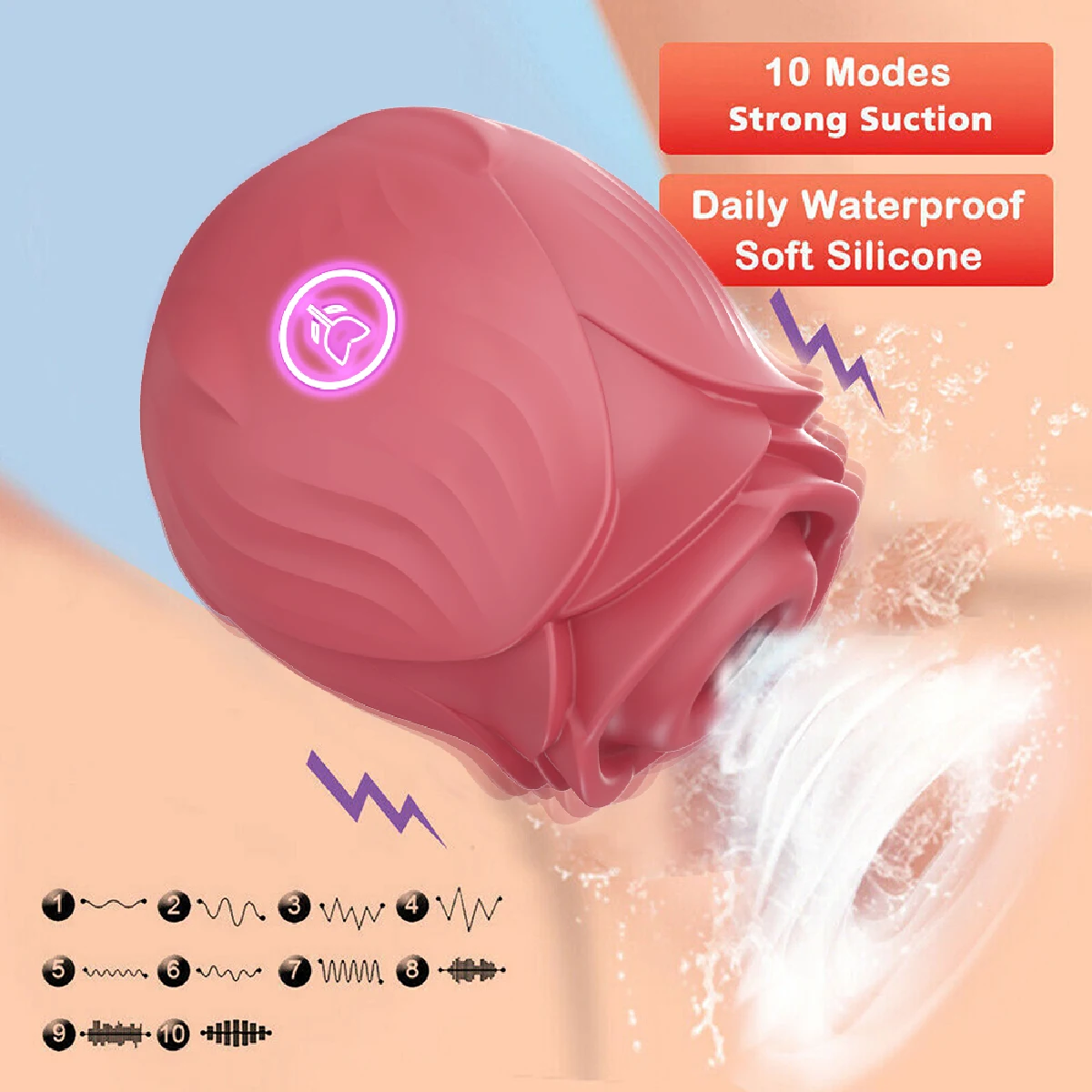 Rose-Sex Toy Vibator Toy for Women Silicone Clitoris Sucker Sucking Shape Sex Toy Nipples 10 Frequency Clitoris Stimulator