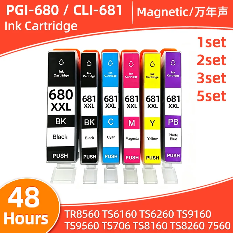 PGI-680 CLI-681 XXL PGI-680XXL Ink Cartridge Compatible for Canon TR7560 TR8560 TS6160 TS6260 TS8160 TS8260 TS9160 TS9560 TS706