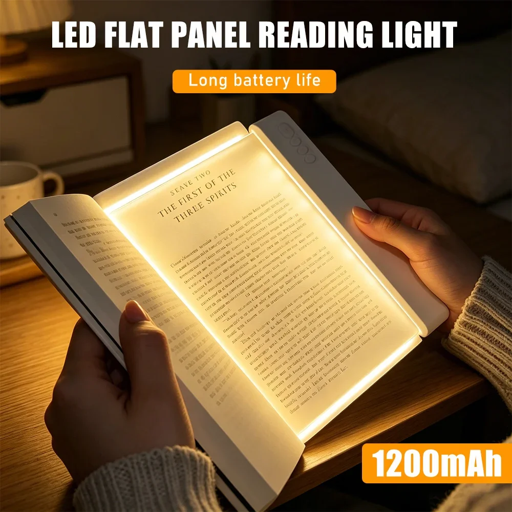 

Rechargeable LED Reading Light Book Lamp with 3 Color Temperature Eye Protection Flat Panel Night Light for Bedroom Dorm Travel
