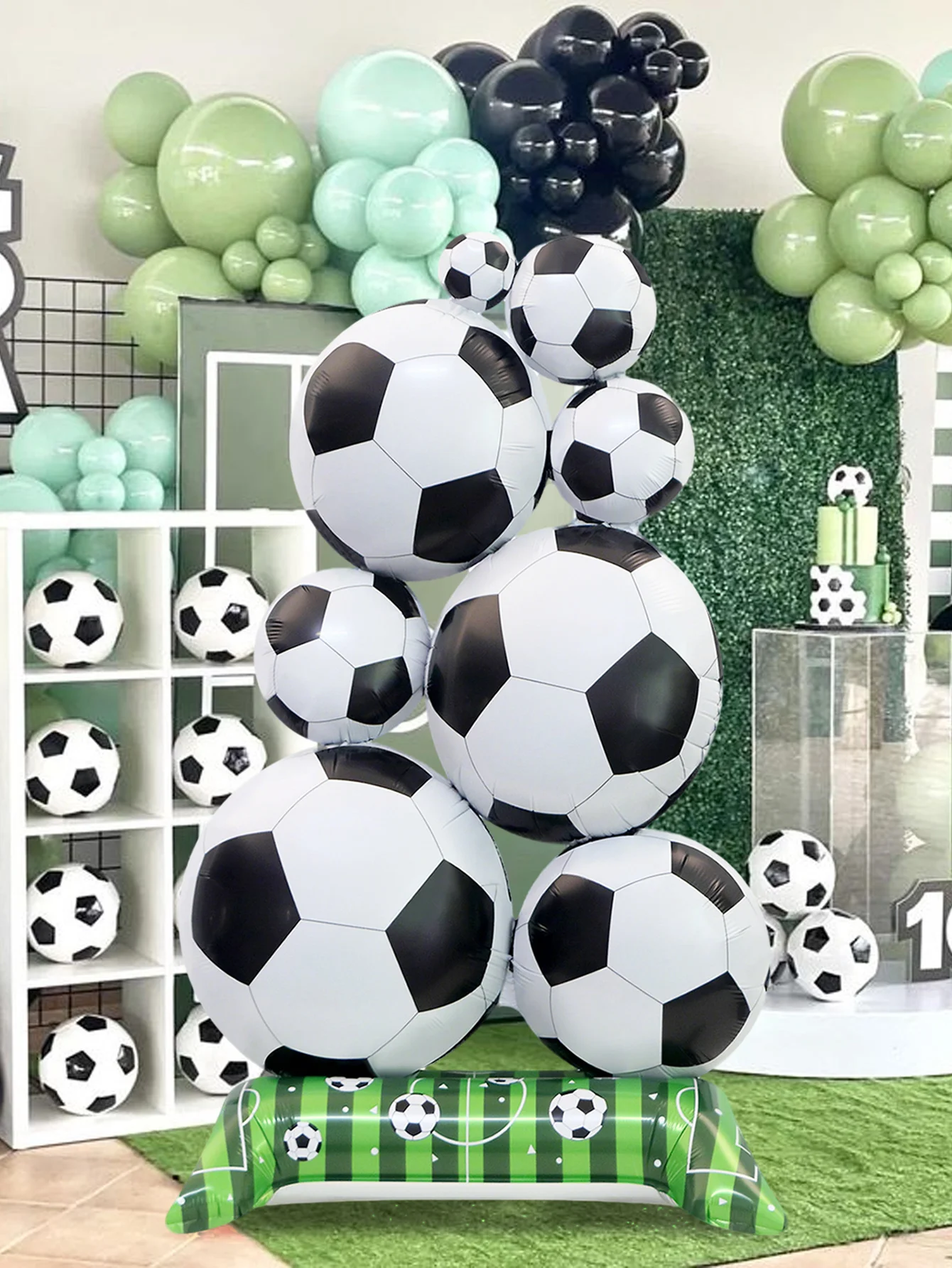 قطعة واحدة من كومة كرة القدم الدائمة من بالونات رقائق الألومنيوم، مناسبة لمستلزمات الحفلات الرياضية وحفلات كرة القدم