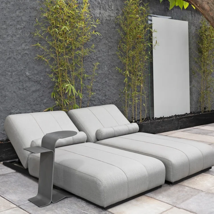 &Luxury Garden Furniture Campeche Chaise Longue Teak Sun Lounger Eco-Friendly Park Chaise Designer Daybed Outdoor Patio Use