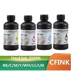 250ML/Bottle UV Hard ink CMYK White LED UV Ink For Epson DX5 DX7 XP600 TX800 Printhead I3200 I1600 R1900 R2000 Rl800 Printer
