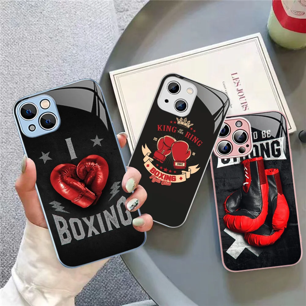 

Boxing Gloves Phone Case For iPhone 14 13 12 Mini 11 Pro XS Max X XR 14 Plus Tempered Glass Cover