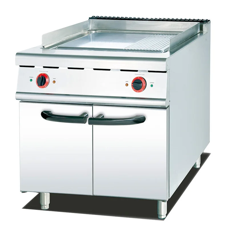 CX Vertical Luxury Half-Flat Semi-Pit-Type Electric Grill with Counter Stand, Commercial Steak Cabinet Snack Machine