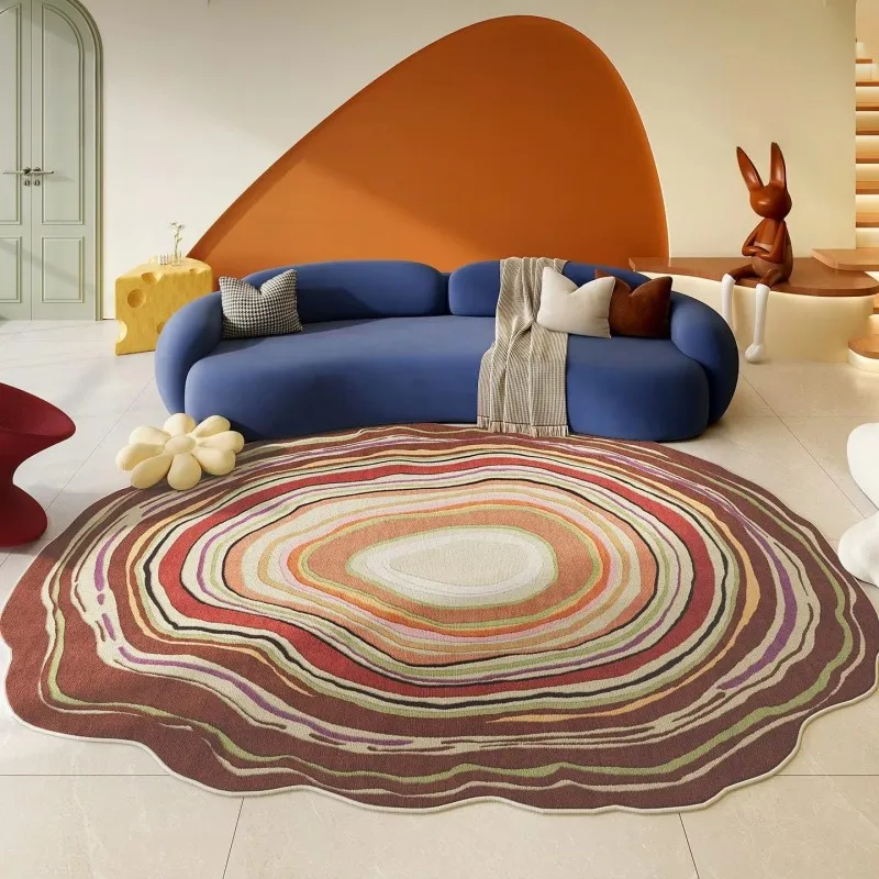 VIKAMA Abstract Color-Blocking Irregular Rug for Living Room Lounge Area—Noise-Reducing, Non-Slip, Home Furniture Accent