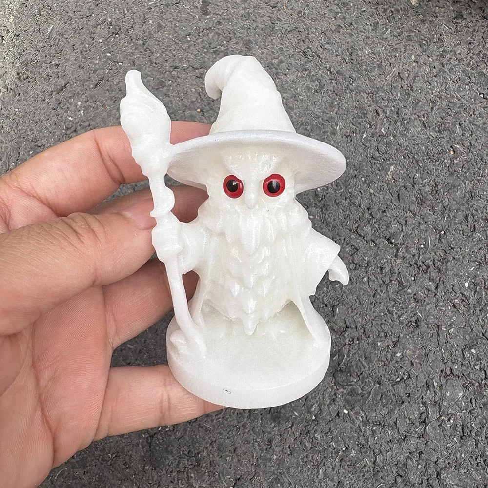 Custom White Jade Wizard Figurine, 9cm - Gemstone Fantasy Wizard Statue Tabletop Decor for Healing and Spiritual Protection