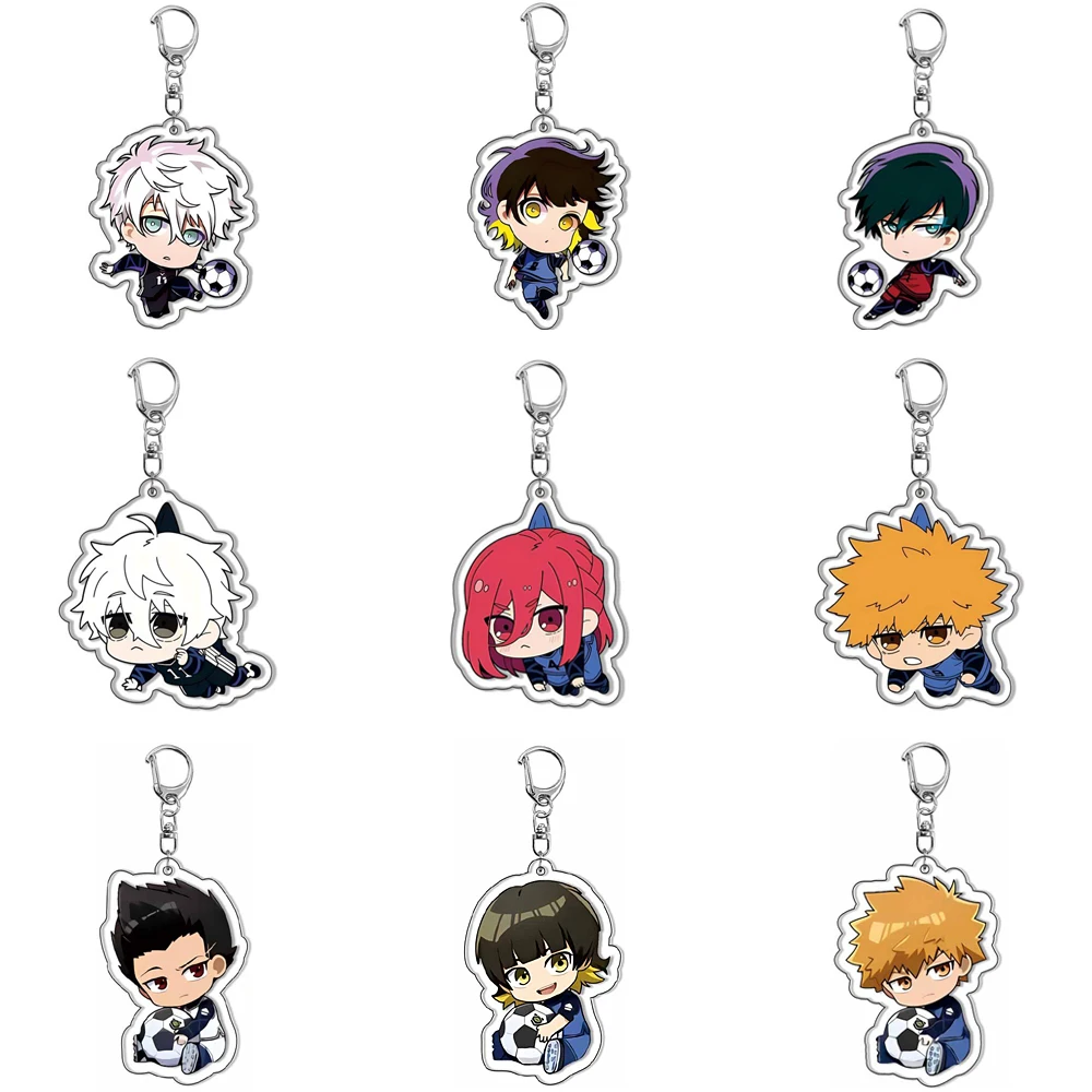 Blue Lock Anime Keychain Cartoon Isagi Yoichi Chigiri Hyoma Acrylic Keyring Bag Tag Pendant Cos Accessory