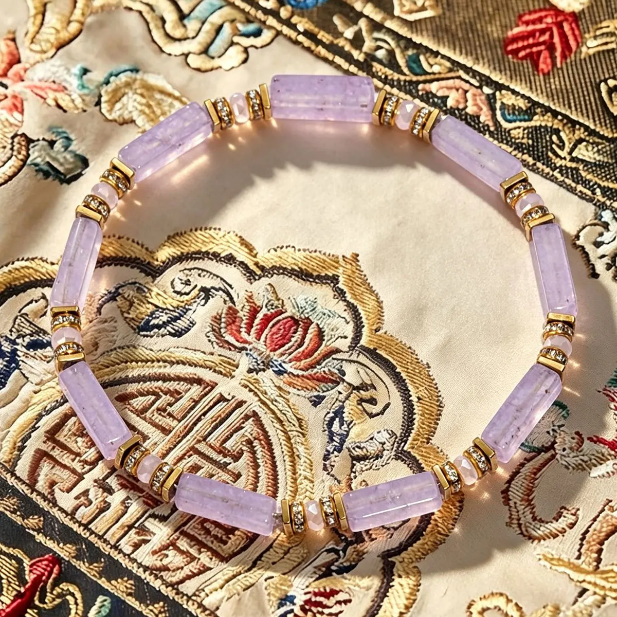 Elegant style amethyst tube bead bracelet, symbolizing wisdom and spiritual clarity, fashionable wrist jewelry for men and women