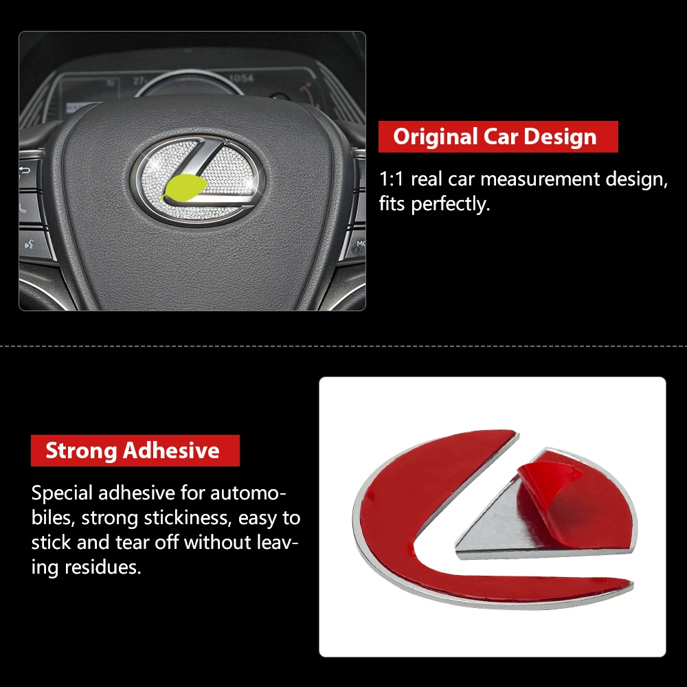 DIYSMART for Lexus Accessories Bling Steering Wheel Logo Emblem Cover NX RX IS ES GX GS LC LS UX Sticker Decals Crystal Silver - view 4
