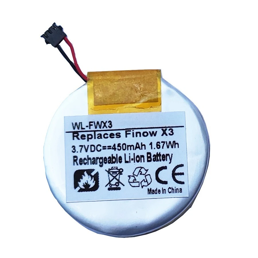3.7V 450mAh WL-FWX3 Smartwatch Rechargeable Lithium Ion Battery for Finow X3 X5 GRP443535