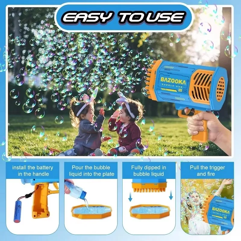 69 Hole Rainbow Bubble Gun Children's Toy Rocket Launcher Hand-held Full-automatic Electric Bubble Machine Toys Gun