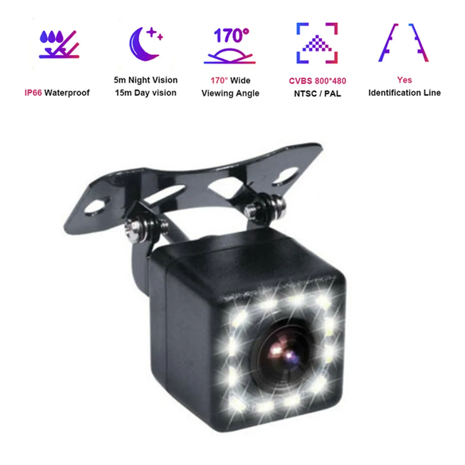 

Car Reversing Camera 170 Wide Angle HD CCD 12 LED Rear View Camera Night Vision Reversing Vehicle Camera Car Modeling Waterproof