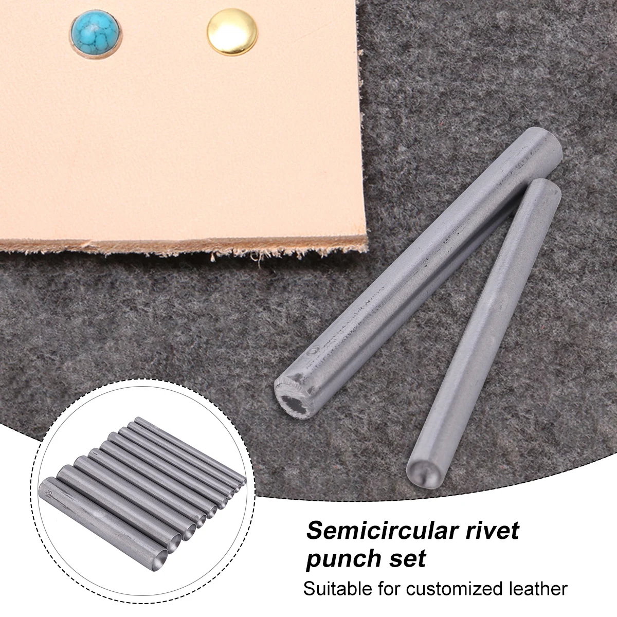 

9Pcs Punch Set Hollow Cutter Tool For Leather Craft Gaskets Canvas Plastic Rubber