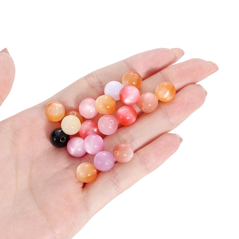 10/20Pcs 8/10/12mm Colourful Round Resin Beads Loose Spacer Beads for Jewelry Making DIY Handmade Bracelets Necklace Accessories