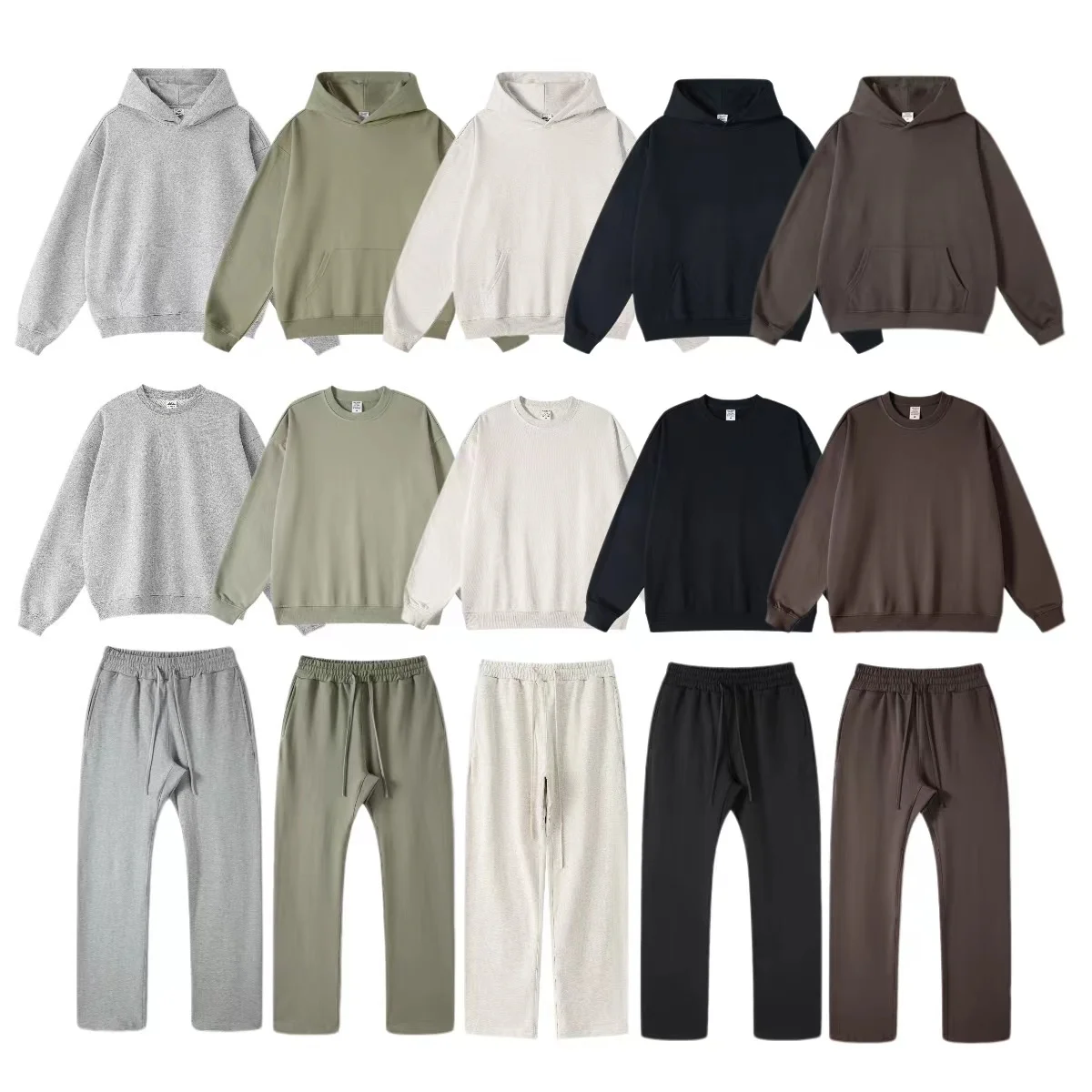 

Autumn Winter American Sle Oversize Men's Sweatirt And Pants Set Earth Tone Spor Straight Leg Casual Wear