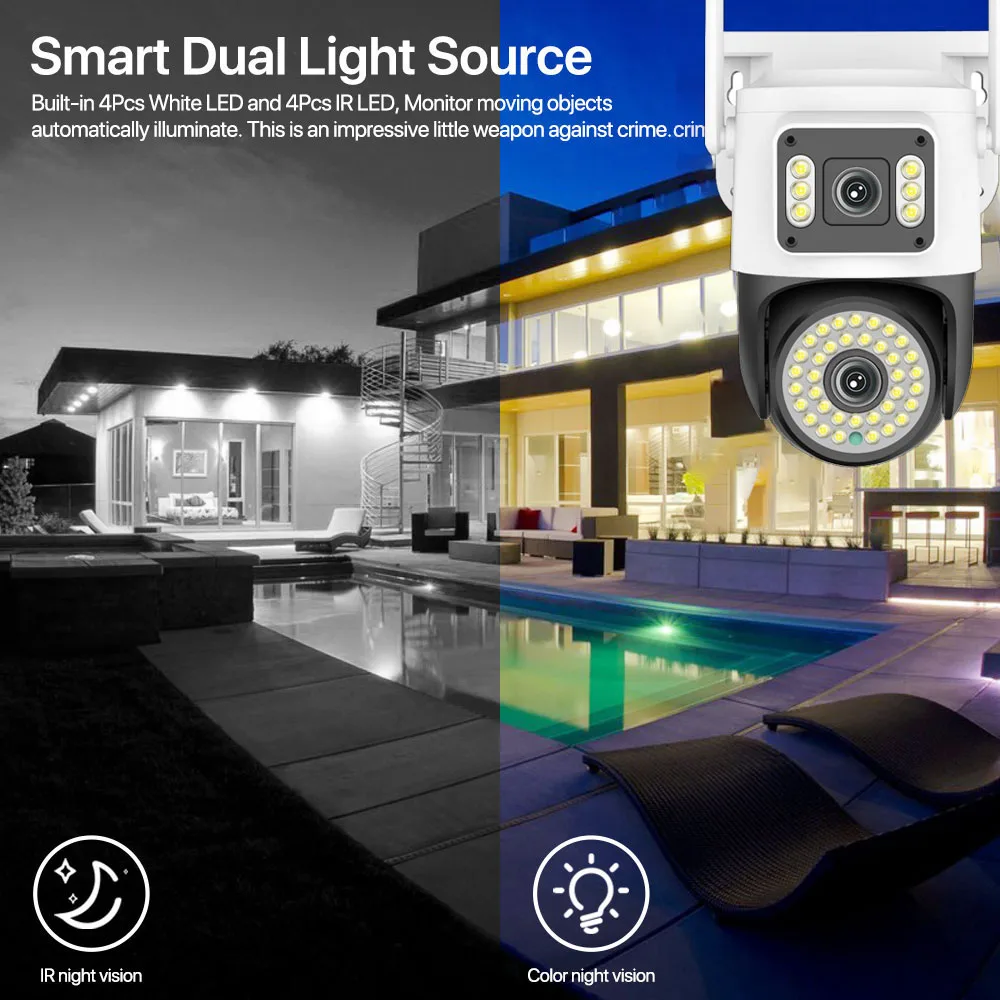 LLSEE, 4MP, CCTV WIFI camera yoosee, PZT outdoor wireless IP security camera, color night vision AI, motion tracking,ONVIF