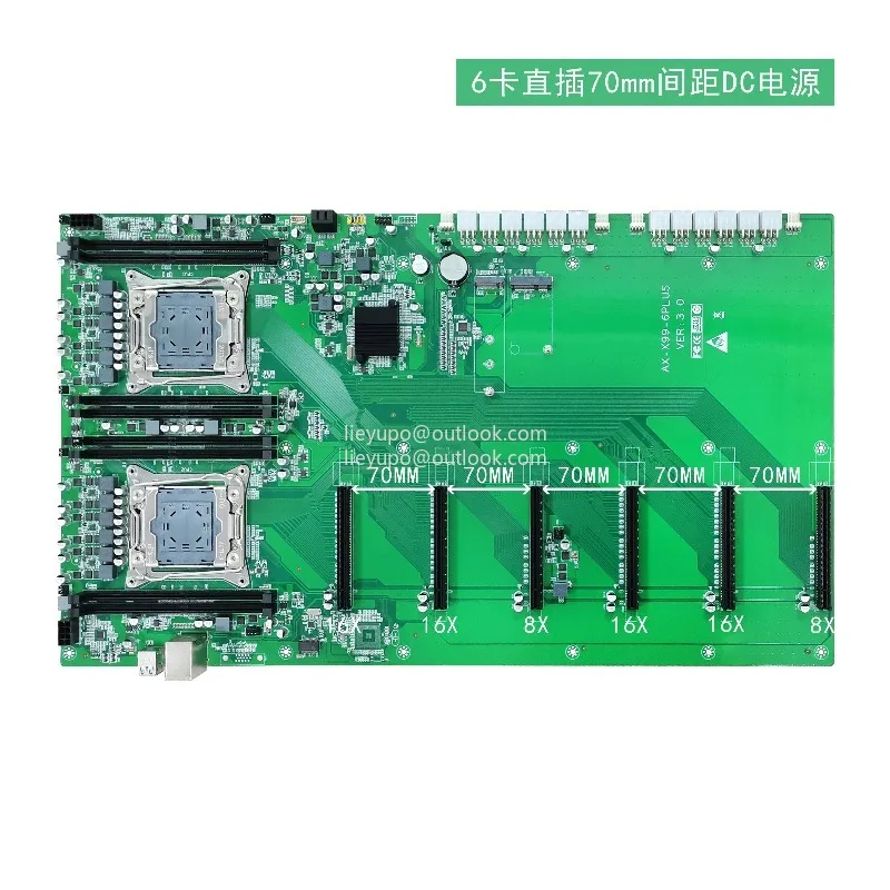 X99 Dual-Socket PLUS Motherboard LGA2011-3 Processor DDR4 Memory 6 PCIe Graphics Card Slots Wide Spacing