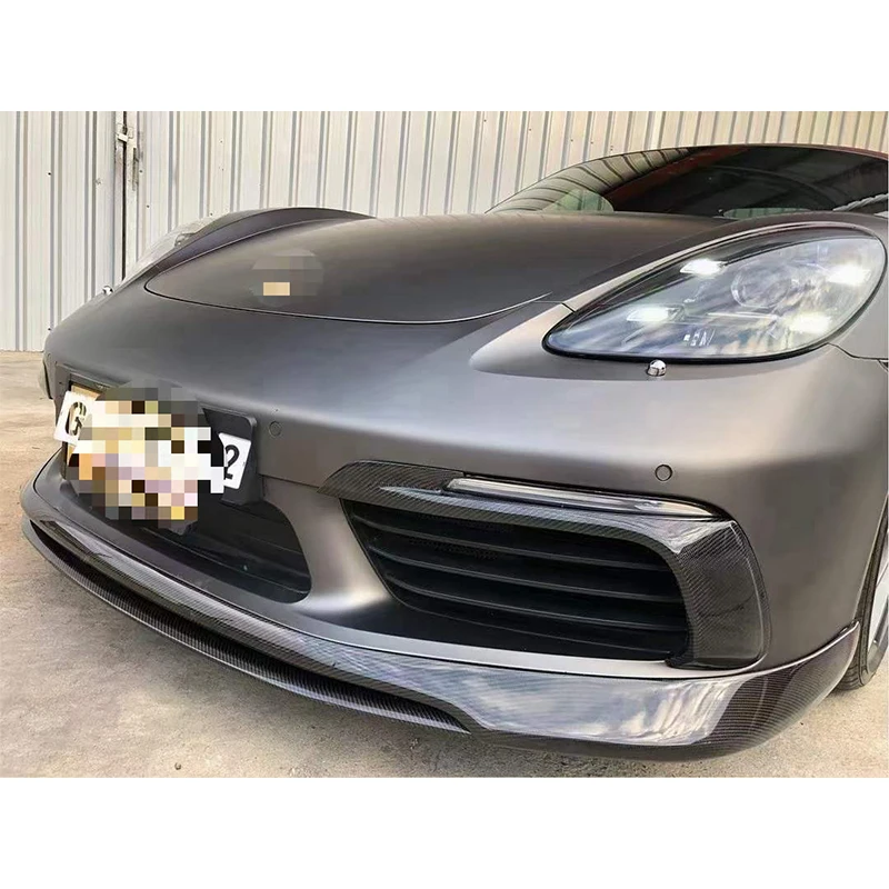 For Porsche 718 982 Cayman Boxster Carbon Fiber Front Bumper Blade Fog Lamp Tuyere Splitter Surround Trim Body kit