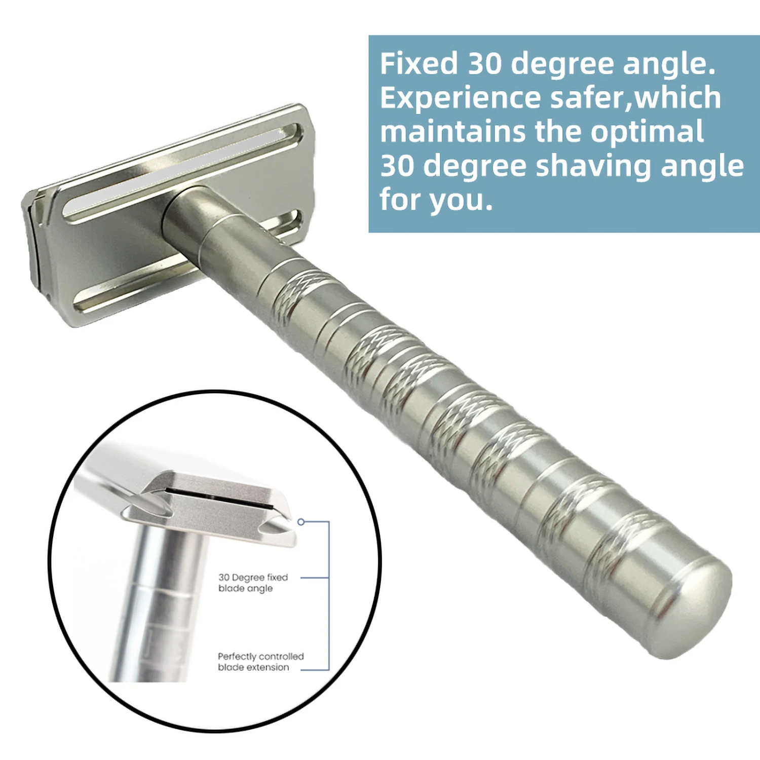 Men's Aluminum Safety Razor with Double Edge Blades Non-Slip Handle for Smooth Durable Shave