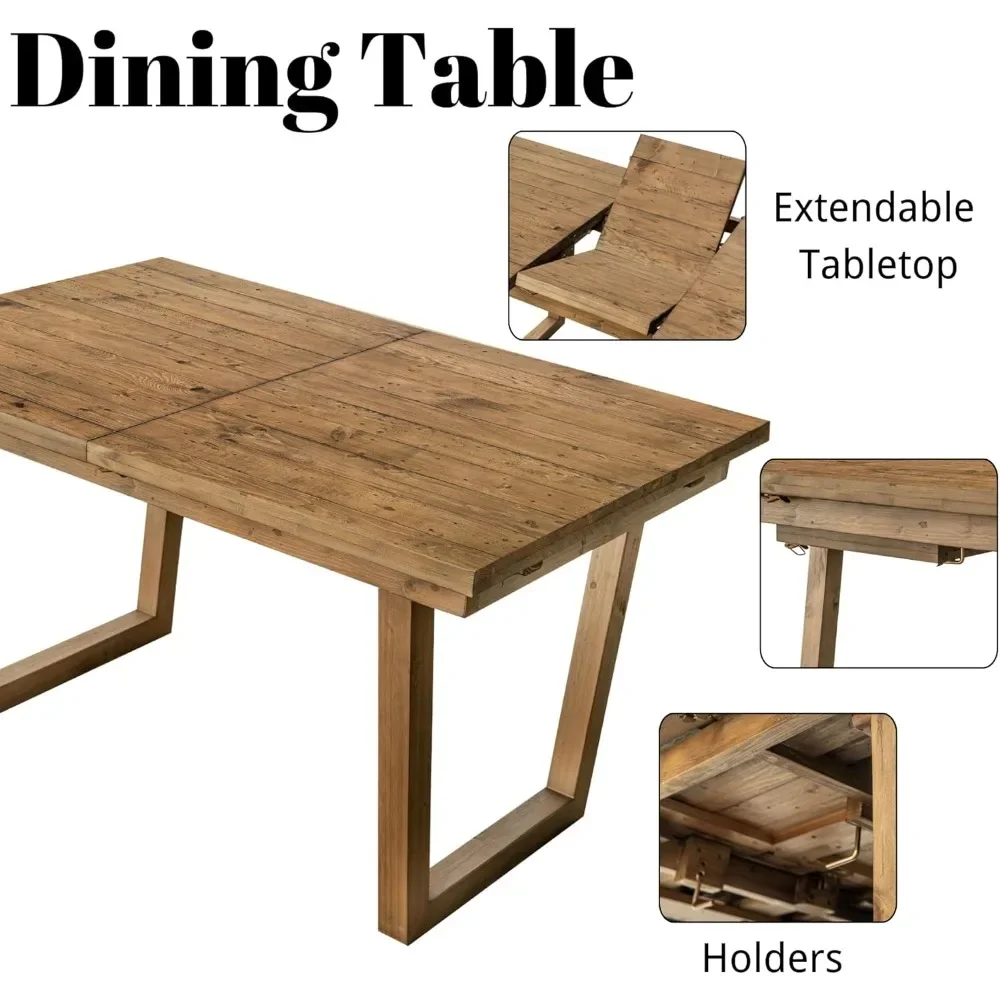 Mesas de comedor extensibles, mesa de cocina, mesa de comedor Rectangular de madera de pino grande, ahorro de espacio para apartamento y Conferencia