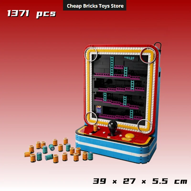 Compatible Bricks Building Blocks Retro Arcade Cabinet Vintage Game Console Display Model 1371pcs Christmas Gifts for Adults Toy