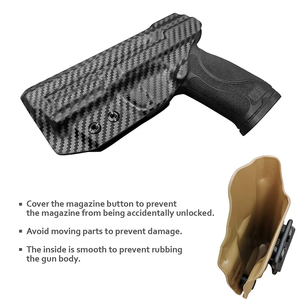 POLE.CRAFT M & P 2.0 fondina IWB Kydex fondina Fit:M & P 9mm M2.0 4 "/4.25" pistola con pollice di sicurezza all'interno della cintura nascosta