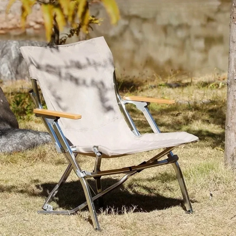 

Outdoor Aluminum Alloy Folding Chair, Portable Fishing, Leisure Camping, Cloth Sail, High Back Lounge Chair, Curved Chair