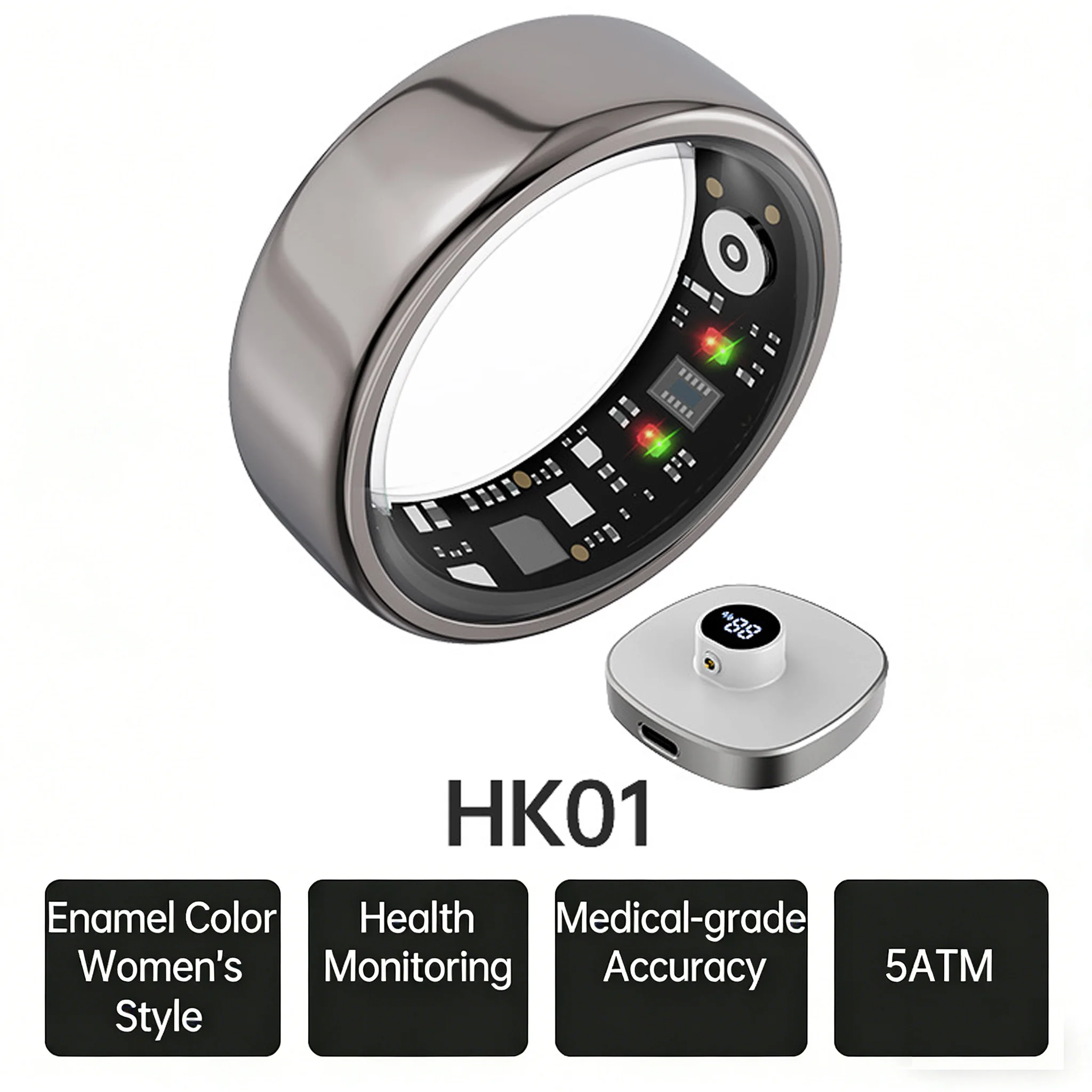 Popular Smart Ring Fitness Tracker Heart Rate Blood Oxygen Sleep Monitoring Step Counting Female Cycle Tracking Waterproof