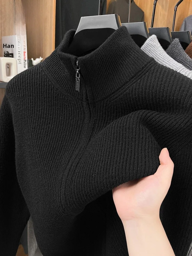 

Мужской вязаный свитер на молнии: теплый, приятный к телу, универсальный, однотонный, модный, для повседневной носки и делового стиля
