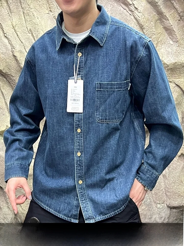 

Washed Cotton Blend Long Sleeve Men's Shirt Line Straight Order Fall Collection Standard Fit Breathable Comfortable