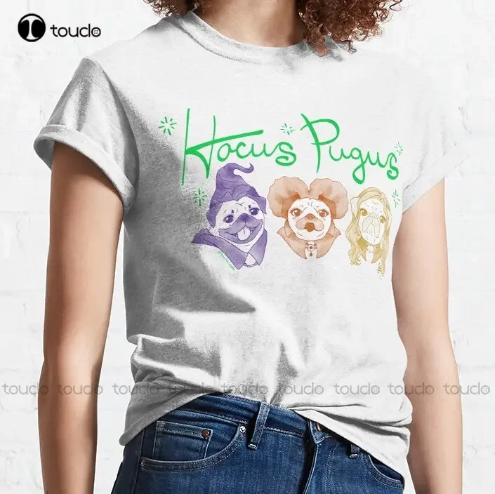 Hocus Pugus Witch Pugs Halloween Magic Spooky Dog Classic T-Shirt Mens Tshirts Graphic O-Neck Streetwear Oversized Xs-5Xl Unisex