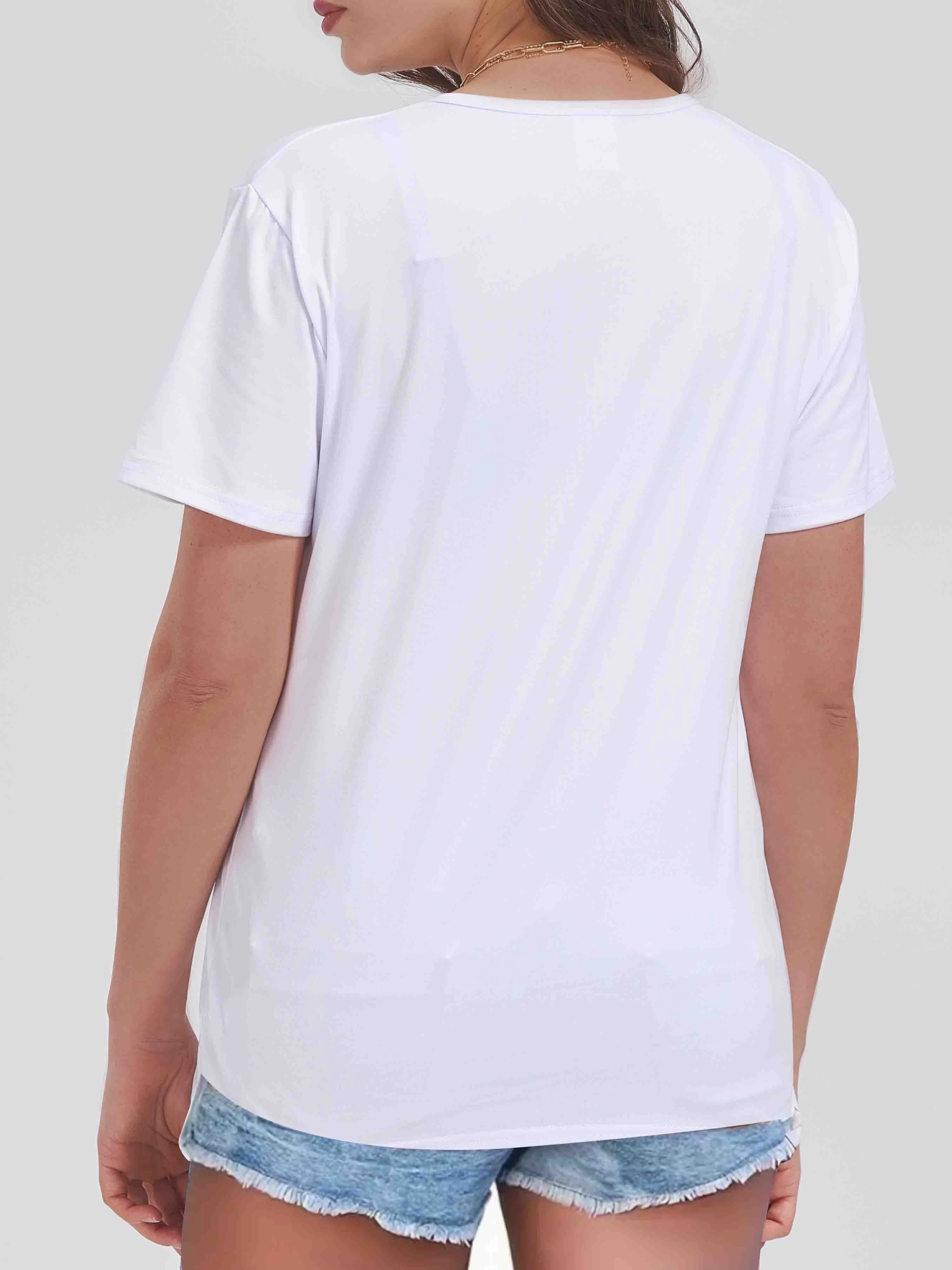 Damska koszulka z krótkim rękawem i żywym nadrukiem głowy tygrysa, luźny krój, okrągły dekolt, oddychająca tkanina, możliwość prania w pralce