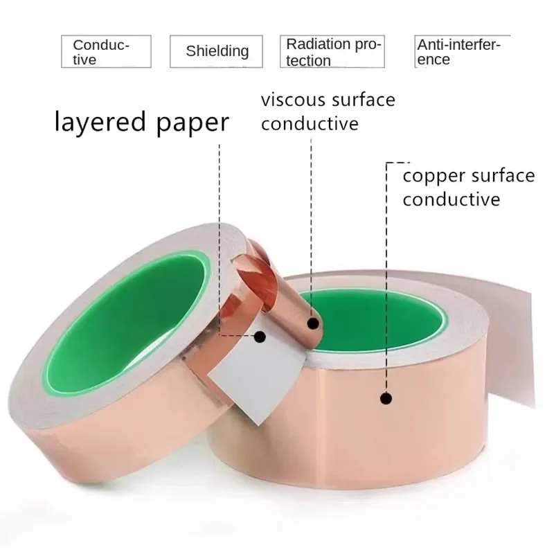 

30M Copper Tape Snail Adhesive EMI Shielding Conductive Adhesive Foil Tape for Stained Glass Paper Circuit Electrical Repair