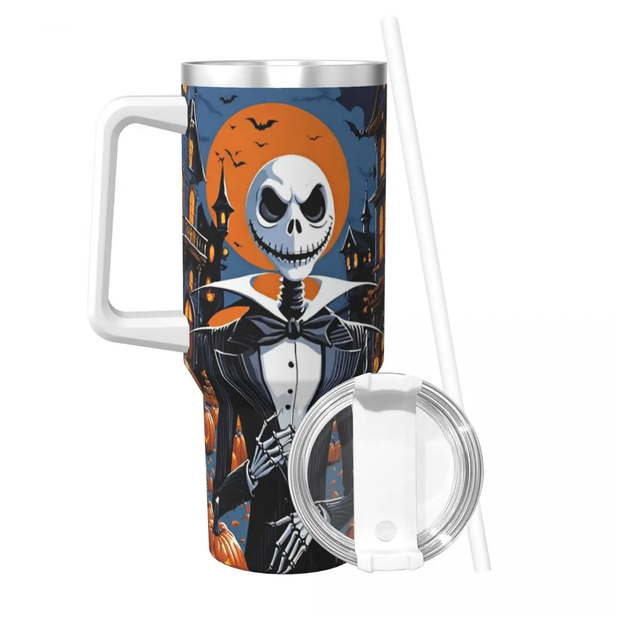 Stainless Steel Tumbler The Nightmare Before Christmas Car Mugs With Straws Beach Cold Drink Water Bottle Heat Preservation