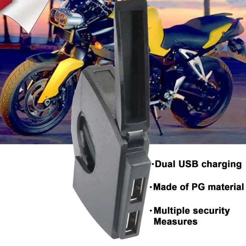 Motorcycle Handlebar Phone Charger Waterproof Motorcycle USB Socket Double USB Ports Cell Phone Charging Station For Outdoor