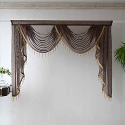 Simple Solid Color Sheer Curtains Valance Voile Wave Swag Tassel Waterfall Curtain for Living Room Curtain Head Home Drapes