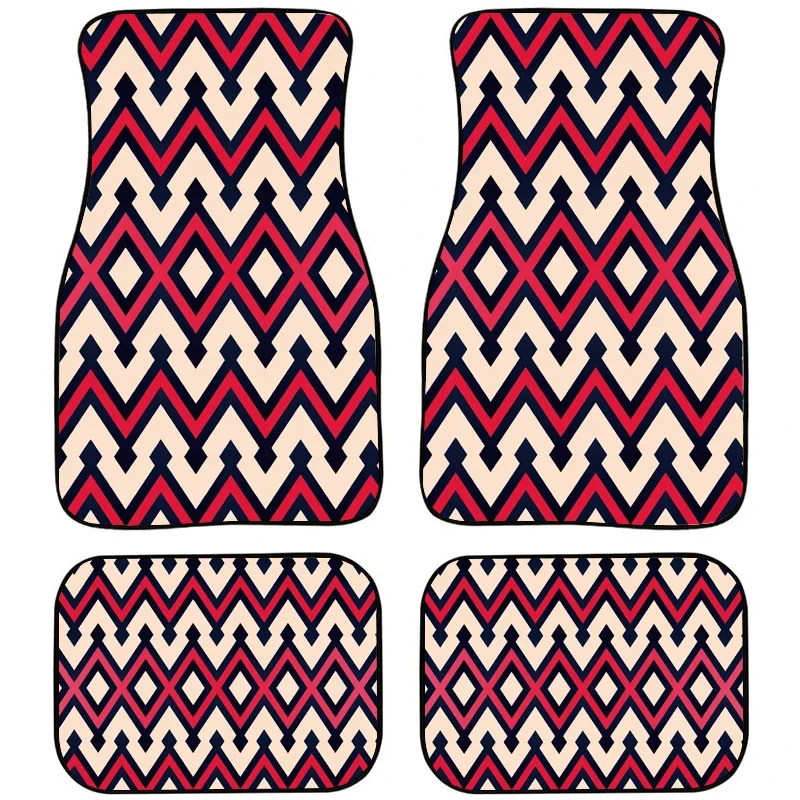 Bohemian Stripe Design Protection Accessories Car Foot Mat 4PCs Pack Rubber Material Automobile Ground Mat, For Skoda