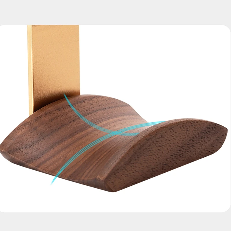 Wooden Headphones Stand Holder,Aluminum Alloy Desk Lock Clip Headphone Bracket,Easy Install Headset Display Hanger