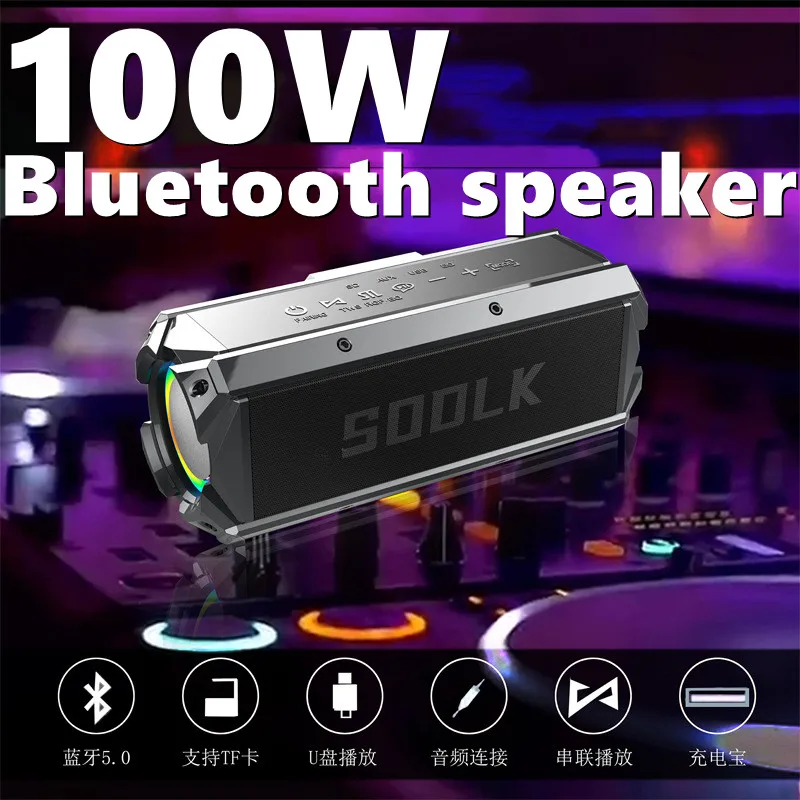 New 100W High Power Speaker Home Theater TWS 3D Stereo Subwoofer Sound Box Caixa De Som Outdoor Wireless Portable Bluetooth