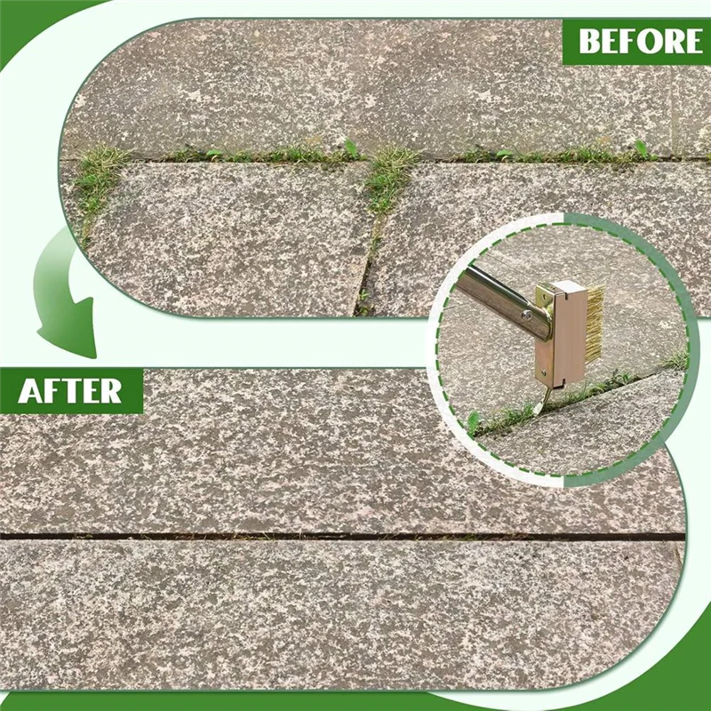 Weeder de rachaduras com alça longa ajustável LBER - Ferramenta manual de remoção de musgo e ervas daninhas para patios e calçadas