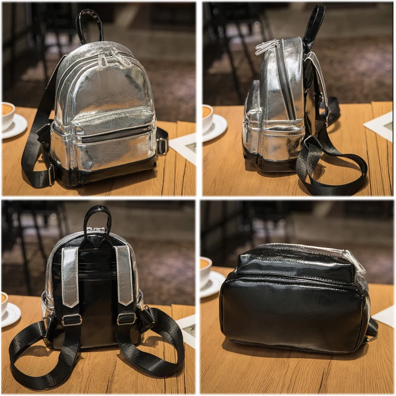 Silver Patent Leather Women Backpacks Fashion Travel For Girl Backpack Luxurious Female Designer Back Pack Ladies Mochilas Sac