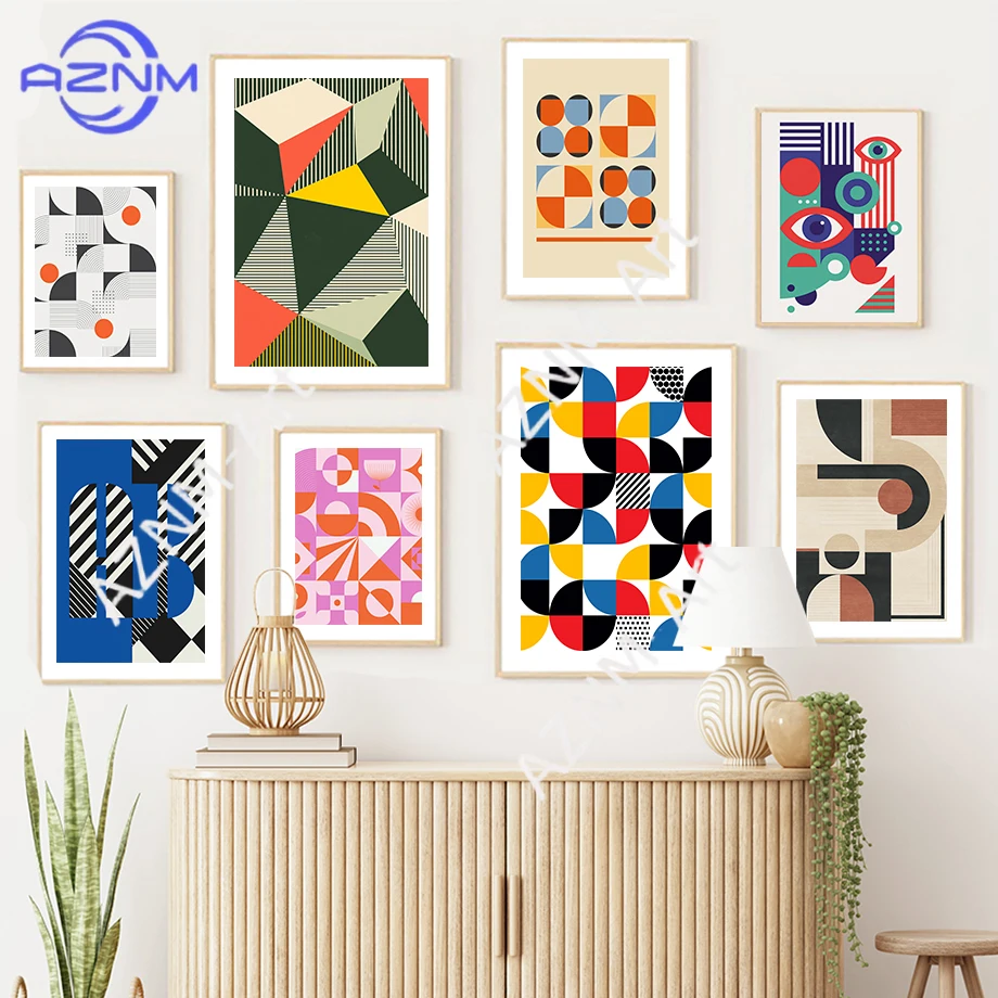 Bauhaus Lines Stripe Geometric Wall Art Posters Prints Nordic Abstract Canvas Painting Hotel Bar Pictures For Living Room Decor