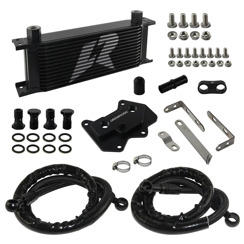 Passend für VW Golf 14-reihiges Ölkühler-Set R GTI MK5 MK6 03–08 und AUDI A3/S3 06–08 EA113 zum Anschrauben, Upgrade-Billet-Aluminium