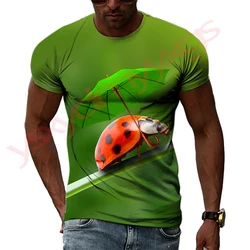 Ladybug Beautiful Background Men's And Women's T-Shirts 3D Print HD Pattern Hip Hop Harajuku Round Neck Tees Short Sleeve Top