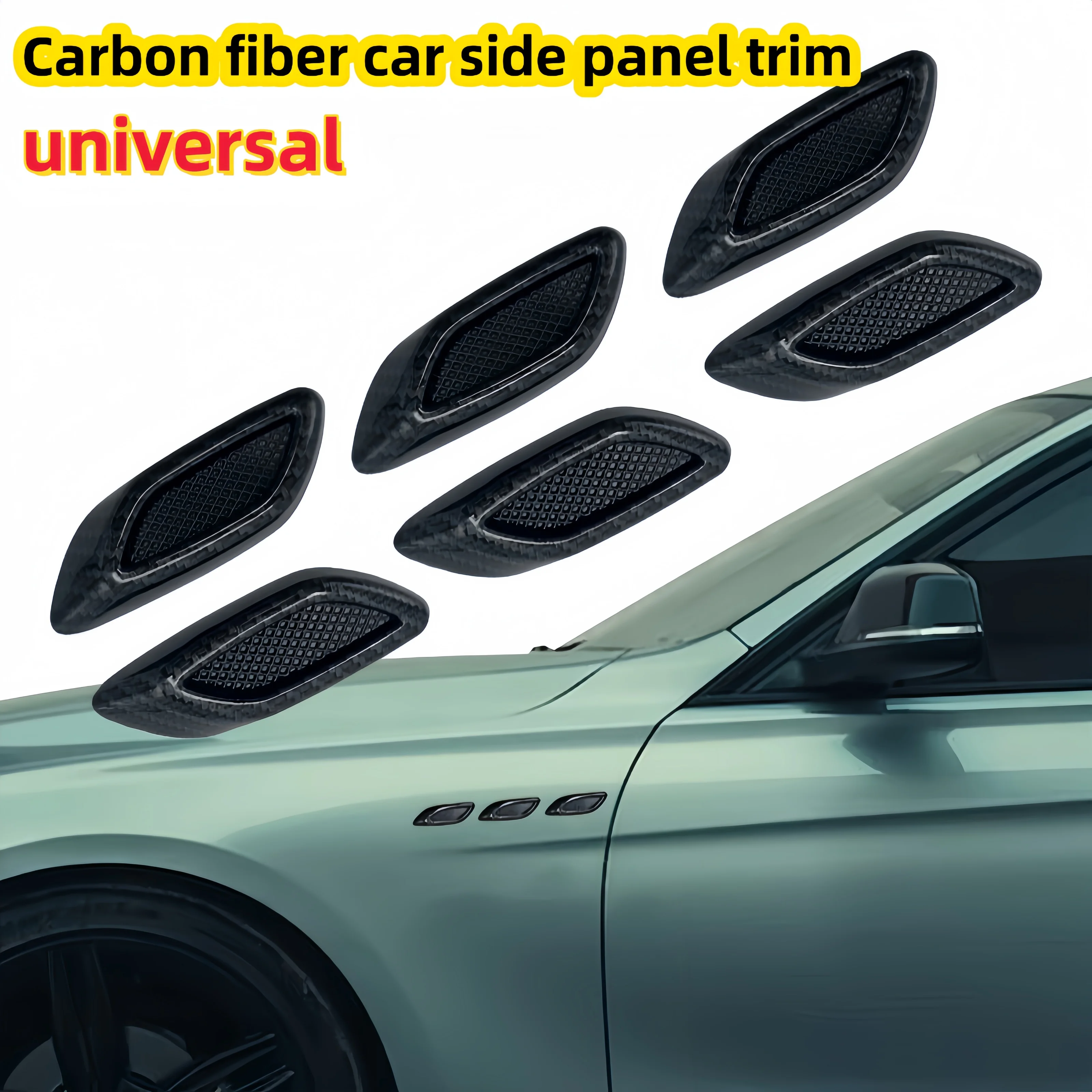 

6 шт., отделка крыла автомобиля из углеродного волокна, декоративный впуск, сотовый автомобильный бампер, украшение на боковой впуск, авто внешние аксессуары
