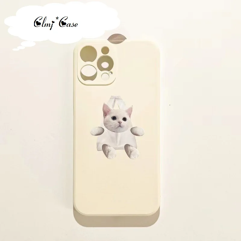 

Clmj Cute Cat Phone Case For iPhone 11 12 Mini 13 Pro Max 14 7 8 Plus Se 2020 XR XS Max X Silicone iPhone Protective Soft Cover