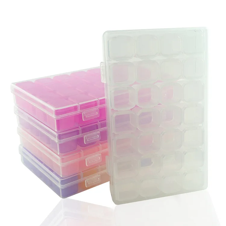 28 Compartment Adjustable Clear Plastic Storage Box For Jewelry Earrings Beads Screws Small Accessories Storage Box