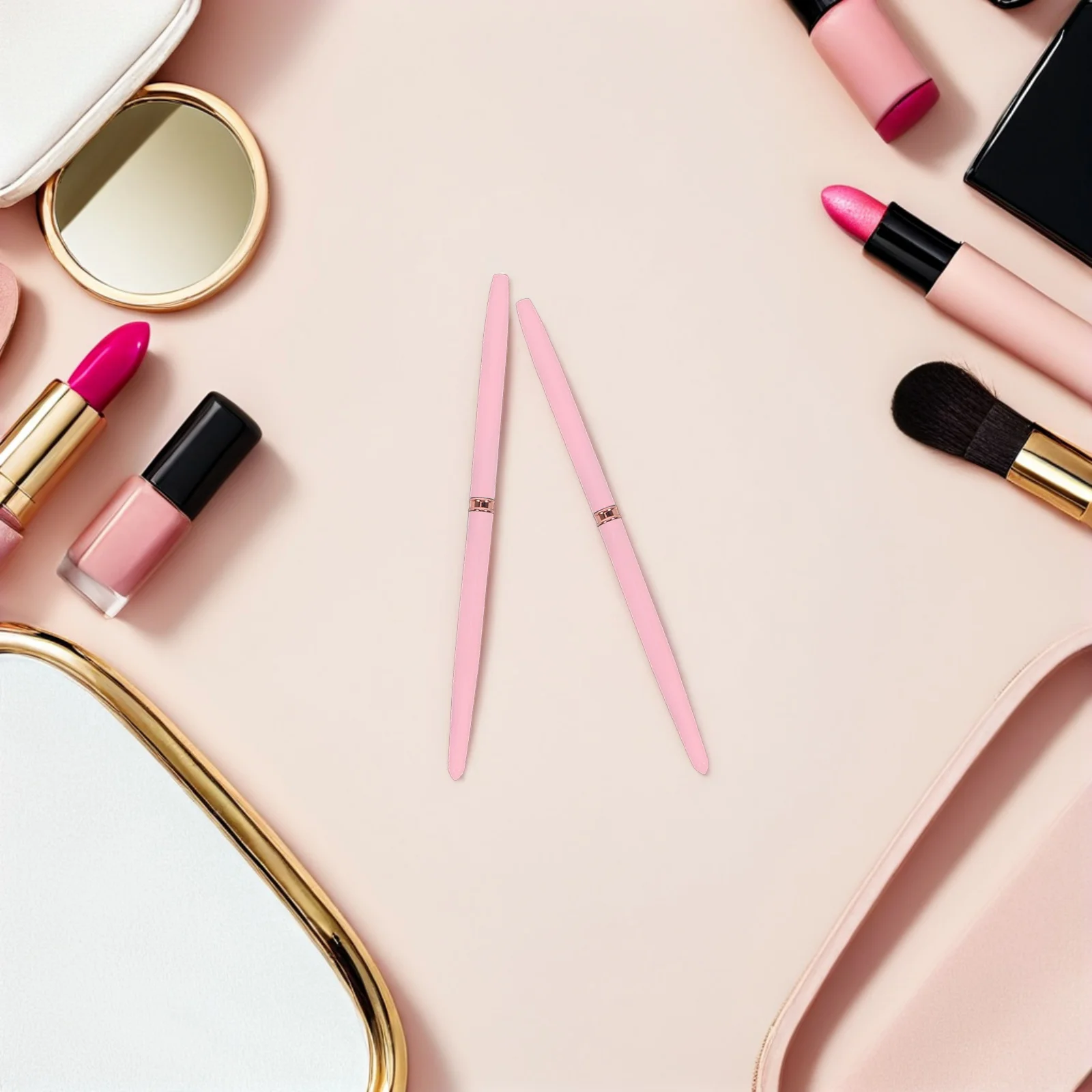 

5Pcs Nail Art Gel Tools Set Featuring Pink Handles Miniature Brushes for Delicate Coloring Nail Painting Sculpting